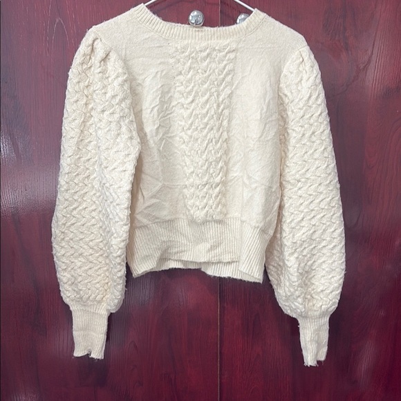 Tops - Cream Textured Knit Sweater